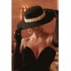 Black Pearl Wedding Hat | Boho Hat| Oversized Bridal Bohemian Luxe Bolero Fedora