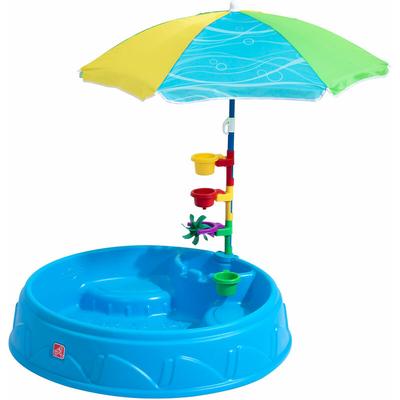 Play and Shade Planschbecken mit Sonnenschirm und Zubehör Garten Wasser Spielzeug aus Kunststoff