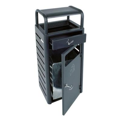 cookmax Standabfallbehälter mit Ascher 20 Liter grau, 32x89.5x28 cm