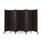 6 Panel 6Ft Tall Rolling Room Divider on Wheels - 132" x 12" x 68"