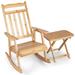 Front Porch Rocking Chair and Foldable Table Set for Outdoors-Natural - 37" x 26.5" x 44" (L x W x H)