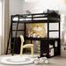 Pine Wood Twin Size Loft Bed Featuring a Desk, 2 Drawers, Cabinet, and 4 Shelves, Save Space and Versatility galore