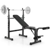 Adjustable Weight Bench and Barbell Rack Set with Weight Plate Post - 67" x 30.5" x 47" (L x W x H)