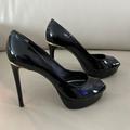 Louis Vuitton Shoes | Louis Vuitton Heels Glossy Patent Leather Open Toe Heel High 4.72” Once Wear37.5 | Color: Black | Size: 7.5