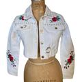 Disney Jackets & Coats | Disney Beauty & The Beast Belle Embroidered White Jean Jacket Girls Size 9/10 | Color: Red/White | Size: 10g