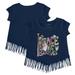 Girls Toddler Tiny Turnip Navy Houston Astros Peace Love Baseball Fringe T-Shirt