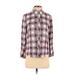 Draper James Long Sleeve Button Down Shirt: White Plaid Tops - Women's Size 0