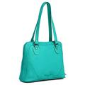 Designer Genuine Real Nappa Leather Handmade Women Ladies Travel Satchel Everyday Work iPad Shoulder Handbag Bag (Turquoise)