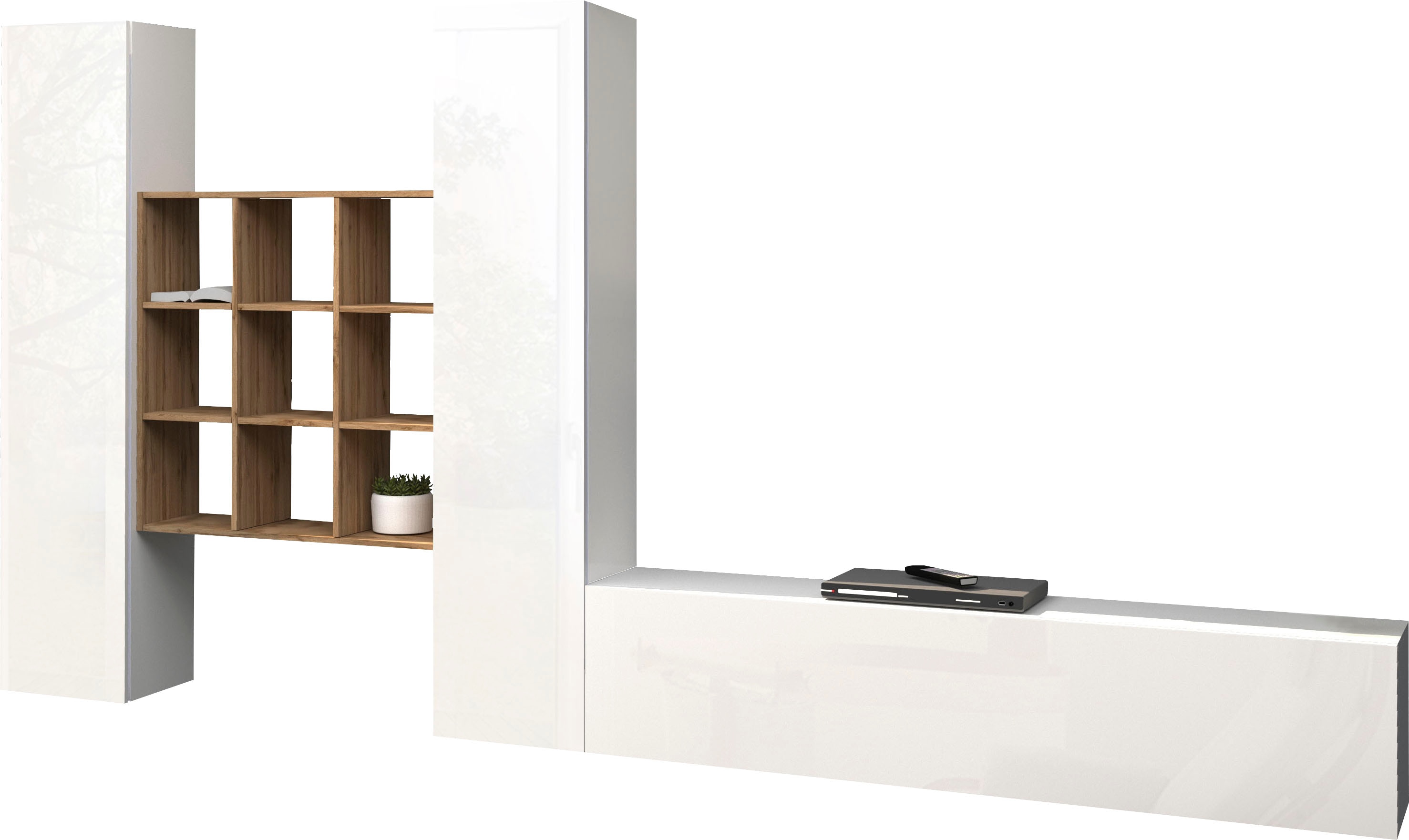 Wohnwand INOSIGN "Maruska", grau (anthrazit, anthrazit), B:320cm H:180cm T:30cm, Spanplatte, Kastenmöbel-Sets