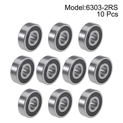 6303-2RS Deep Groove Ball Bearing Z2 17x47x14mm Double Sealed Chrome Steel 10pcs - 17mmx47mmx14mm