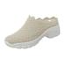 CAICJ98 Womens Sneakers Womens Walking Shoes Slip On Comfort Casual Foam Tennis Sneakers for Gym Running Beige