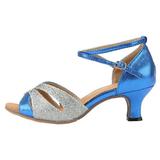 CBGELRT Womens Sandals Blue Coral Sandals for Women Women s Indoor Suede Sole 5.5 Cm Medium Heel Fashion Comfortable Latin Dance Shoes Sandals for Women Casual Summer