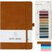 RETON Hardcover Leather Notebook A5 with Colorful Index Tabs Executive Journal Notebook with Pen Loop and Elastic Closure PU Leather Hardback Notepad for Office Business School Home (Brown)