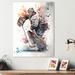 Red Barrel Studio® Hockey Goalie on Ice During Game II - Graphic Art on Canvas Metal in Black/Blue/White | 32 H x 24 W x 1 D in | Wayfair