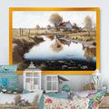 August Grove® Small River To The Farm II - Farmhouse/Country Canvas Wall Art Metal in Black/Brown/Gray | 16 H x 32 W x 1 D in | Wayfair