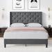 Gracie Oaks Maddux Tufted Low Profile Platform Bed w/ Mattress Upholstered/Velvet/Metal in Gray | 42.9 H x 75.6 W x 53.9 D in | Wayfair