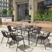 Wildon Home® Ricciardi Rectangular 6 - Person 47.2" Long Outdoor Dining Set Glass in Black/Gray | 47.2 W x 31.5 D in | Wayfair