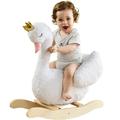 labebe - Plush Rocking Horse Animal on Wodden Rocker Baby Ride on Toy Riding Animal White for 1-3 Year Old Girl&Boy Stuffed Rocking Animal Outdoor Nursery/Infant/Child Rocker