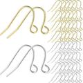 400 PCS Earring Hooks for Jewelry Making Hypoallergenic Earring Making Supplies Ear French Wires Findings Kit Nickel Free(200 PCS Silver +200 PCS Gold)