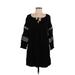 Old Navy Casual Dress - Shift Tie Neck 3/4 sleeves: Black Print Dresses - Women's Size Medium