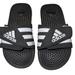 Adidas Shoes | Adidas Kids/Boys Slides Size 2 Adjustable Strap Comfort Sandal Slip On Black | Color: Black/White | Size: 2bb