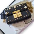 Gucci Bags | Authentic Gucci Padlock Studs And Pearls Shoulder Bag | Color: Black | Size: D 3” H 5” W 8” Strap Drop 20”