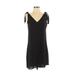 1.State Casual Dress - Shift V Neck Short sleeves: Black Print Dresses - Women's Size 2X-Small