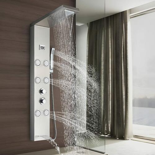 Duschpaneel ohne mit Armatur Edelstahl Duschsystem Schwarz 4 Funktionen Duschsäule Regendusche mit
