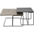 2 tables basses en acier et aluminium noir et bronze