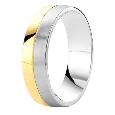 Lucardi Ringe 'Praag' Stahl - silbern-goldfarbig 58mm Herren Image