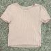 American Eagle Outfitters Tops | American Eagle Ribbed Short Sleeve Tee. Blush Pink. Women’s Size Small. | Color: Pink | Size: S