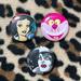 Disney Jewelry | Disney Button Set Pin Snow White Cheshire Cat Evil Queen Pinback Princess | Color: Black/Pink | Size: 1 Inch Diameter