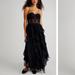 Free People Dresses | Free People Black Magic Lace Ruffles Tiered Strappy Embroidered Maxi Dress | Color: Black | Size: M