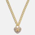 Coach Jewelry | Coach Heart Turnlock Pave’ Chain Link Necklace | Color: Gold/Pink | Size: See Description