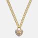 Coach Jewelry | Coach Heart Turnlock Pave’ Chain Link Necklace | Color: Gold/Pink | Size: See Description