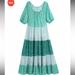Zara Dresses | Nwt Zara Green Floral Tiered Midi Dress Size Small | Color: Green/White | Size: S