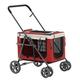 Dog Strollers for Small Dogs, Lightweight Dog Stroller for 2 Dogs Cats Puppy & Kitten, Cat Stroller Travel Carrier Cart Dog Pram Pet Stroller Pushchair for Cat, Dog and More (Color : Red)