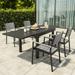 Pellebant 5 Pcs Patio Dining Set Aluminum Expandable Table and Chairs Set for 4-8 People Black