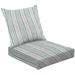 2-Piece Deep Seating Cushion Set Seamless blue grey white farmhouse style stripes texture Woven linen Outdoor Chair Solid Rectangle Patio Cushion Set