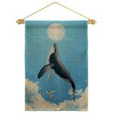 Breeze Decor Flying Whale Animals Sea Creature 13 x 18.5. in. Double-Sided Decorative Horizontal House Garden Flag Set for Decoration Banner Yard Gift