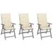 Walmeck Patio Reclining Chairs 3 pcs with Cushions Solid Acacia Wood