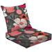 2-Piece Deep Seating Cushion Set Pink grey floral composition Seamless large flowers branches leaves Outdoor Chair Solid Rectangle Patio Cushion Set
