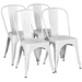 Yaheetech Pack of 4 Classic Metal Dining Chair for Indoor Outdoor Use Distressed White