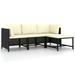 Walmeck 4 Piece Patio Sofa Set with Cushions Black Poly Rattan