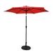 8.8 FT Patio Umbrella Aluminum Market Umbrella with Push Button Tilt and Crank Lift Outdoor Table Umbrella with 42 Pounds Round Resin Umbrella Base for Garden Deck Backyard Pool Red