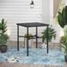 Sophia & William Patio Metal Height Bar Table Outdoor Bistro Square Dining Table Set with Umbrella Hole
