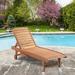 Outsunny Reclining Outdoor Wooden Chaise Lounge Patio Pool Chair With Pull-Out Tray