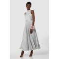 Closet London Silver Pleated Skirt Midi Dress