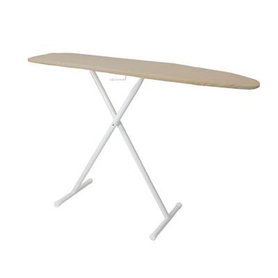 Hospitality 1 Source PV0211XD Full Size Ironing Board w/ Khaki Cotton Cover - 54"L x 14"W x 36"H, White Steel Legs, Beige