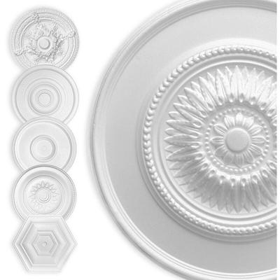 Stuckrosette Styropor eps weiß, Deckenrosette rund & eckig, Innendekor für Decke & Wand: 60cm, Image